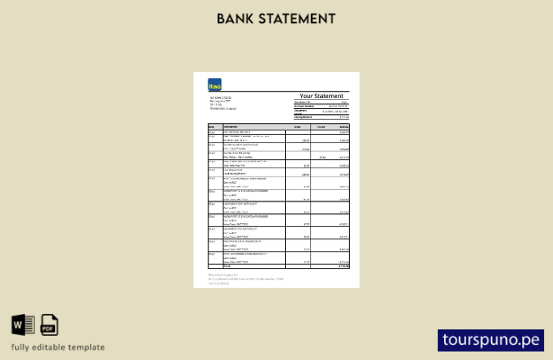 listo para imprimir plantilla de Excel de extracto bancario de Uruguay Itaú